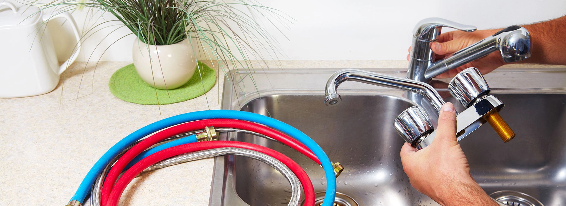 Professional plumbing equipment prepared for a scheduled service